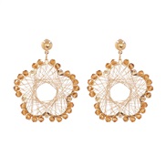 ( champagne)handmade surround earrings beads geometry flower ear stud samll earrings