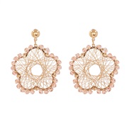 ( Pink)handmade surround earrings beads geometry flower ear stud samll earrings