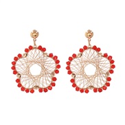 ( red)handmade surround earrings beads geometry flower ear stud samll earrings