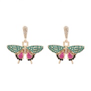 ( green)occidental style glass diamond Alloy butterfly fully-jewelled ear stud personality temperament trend samll woman