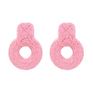 ( Pink)occidental style geometry ear stud personality woman trend fashion earrings