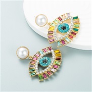 ( Color) fashion Alloy diamond eyes Pearl earrings woman creative occidental style trend personality Earring