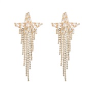 ( whitegold )occidental style fashion super tassel Five-pointed star silver earrings woman exaggerating temperament ear