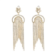 ( whitegold )occidental style long style tassel earrings woman fully-jewelled exaggerating Earring temperament all-Purp