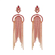 ( red)occidental style long style tassel earrings woman fully-jewelled exaggerating Earring temperament all-Purpose high