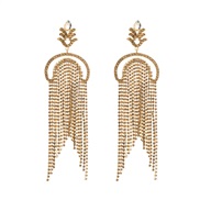 (Ligh )occidental style long style tassel earrings woman fully-jewelled exaggerating Earring temperament all-Purpose hi
