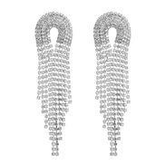 ( whitesilvery )occidental style trend Rhinestone tassel long style earrings earring temperament exaggerating banquet s