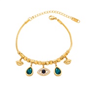 ( Eye )occidental style stainless steel bracelet woman retro eyes turquoise glass diamond titanium steel bracelet