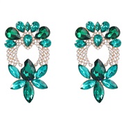 ( green)earrings fashion colorful diamond Alloy diamond geometry flowers earrings woman occidental style exaggerating f