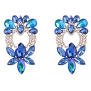 ( blue)earrings fashion colorful diamond Alloy diamond geometry flowers earrings woman occidental style exaggerating fu