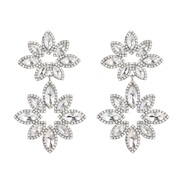 ( white)earrings fashion colorful diamond Alloy diamond multilayer leaf Rhinestone flowers occidental style exaggeratin