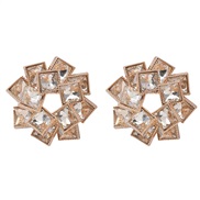 ( Gold)earrings fashion colorful diamond multilayer square Rhinestone wind Alloy diamond earrings woman occidental styl