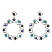 ( Color)earrings occidental style exaggerating multilayer Round Alloy diamond geometry earring fully-jewelled earrings 