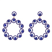 ( blue)earrings occidental style exaggerating multilayer Round Alloy diamond geometry earring fully-jewelled earrings w