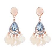 ( blue)occidental style trend drop Alloy diamond resin flowers tassel earring occidental style earrings woman Bohemia E