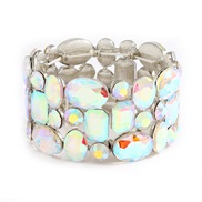 (silvery color )creative style embed geometry crystal glass Colorful Rhinestone elasticity bangle occidental style exag