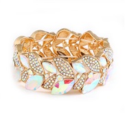 (gold  Dazzle )occidental style fashion  fashion all-Purpose fully-jewelled luxurious leaf Rhinestone elasticity bangle