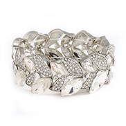 (silvery white )occidental style fashion  fashion all-Purpose fully-jewelled luxurious leaf Rhinestone elasticity bangl