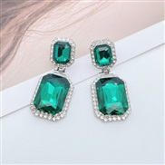 ( green)occidental style fashion occidental style exaggerating multilayer square Alloy diamond glass diamond geometry e