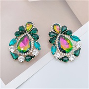 ( green)occidental style wind multilayer drop Oval Acrylic diamond fully-jewelled earrings woman fashion super ear stud
