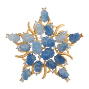 ( blue)ins occidental style resin flowers Five-pointed star brooch woman lovely trend flowerbrooch