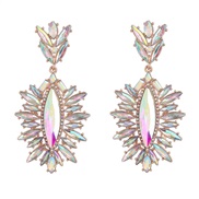 (AB color)occidental style exaggerating leaf Alloy diamond flowers earrings woman trend colorful diamond Earringear