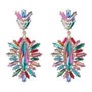 ( Color)occidental style exaggerating leaf Alloy diamond flowers earrings woman trend colorful diamond Earringearri
