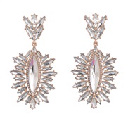 ( white)occidental style exaggerating leaf Alloy diamond flowers earrings woman trend colorful diamond Earringearri