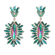 ( green)occidental style exaggerating leaf Alloy diamond flowers earrings woman trend colorful diamond Earringearri