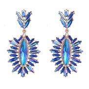 ( blue)occidental style exaggerating leaf Alloy diamond flowers earrings woman trend colorful diamond Earringearrin