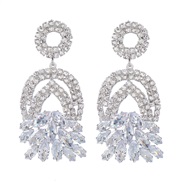 ( Silver)super fashion geometry flowers Alloy diamond zircon earrings woman occidental style exaggerating fully-jew