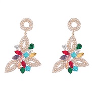 ( Golden color)super fashion Alloy diamond flowers zircon earrings woman occidental style exaggerating fully-jewelle
