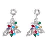 (silvery color )super fashion Alloy diamond flowers zircon earrings woman occidental style exaggerating fully-jewell