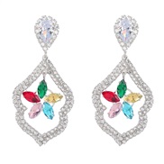 (silvery color )super fashion Alloy diamond flowers zircon earrings occidental style exaggerating fully-jewelled super