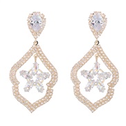 ( Gold)super fashion Alloy diamond flowers zircon earrings occidental style exaggerating fully-jewelled super Earring