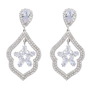 ( Silver)super fashion Alloy diamond flowers zircon earrings occidental style exaggerating fully-jewelled super Earri