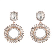( Gold)occidental style wind exaggerating geometry Alloy diamond Round earrings woman trend earringearrings