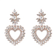 ( white)occidental style exaggerating Alloy diamond flowers heart-shaped earrings woman trend colorful diamond Earring