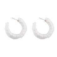( white)Autumn and Winter fashion Korean style small fresh velvet weave Word earrings womanins lovely Earring