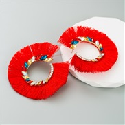 ( red)occidental style exaggerating color glass diamond tassel earrings woman Korean temperament geometry Earring