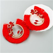 ( red)occidental style tassel earrings diamond glass diamond exaggerating temperament earring trend fashion
