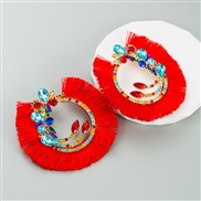 (red + Color diamond )occidental style tassel earrings diamond glass diamond exaggerating temperament earring trend f
