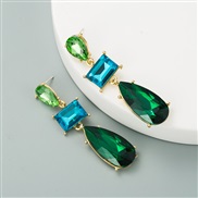 ( green)occidental styleins wind exaggerating personality Alloy diamond geometry earrings woman Japan and Korea samll