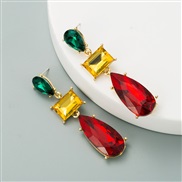 (red color )occidental styleins wind exaggerating personality Alloy diamond geometry earrings woman Japan and Korea s