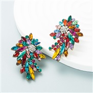 ( Color)occidental style fashion ear stud colorful diamond series Alloy embed colorful diamond glass diamond flowers ea