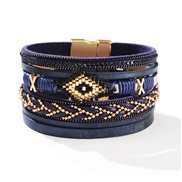 ( Navy blue) bracelet Bohemia diamond bangle handmade weave beads eyesu leather