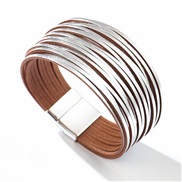 ( Silver) leather bracelet fashionPU leather student gift bangle more