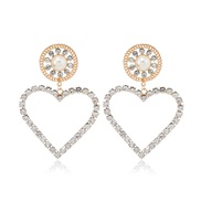 ( Gold)fashion all-Purpose Alloy diamond Rhinestone heart-shaped earring earrings woman occidental style Earring