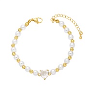 ( white)occidental style personality flash diamond color zircon love bracelet womanins all-Purpose temperament Pearl