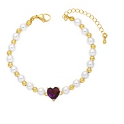 (purple)occidental style personality flash diamond color zircon love bracelet womanins all-Purpose temperament Pearl